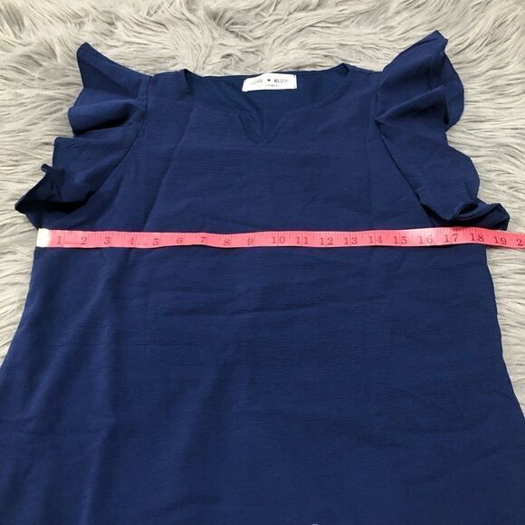 🆕 Love Kuza Navy Embroidered Floral Scalloped Ruffle Shift - Picture 11 of 11